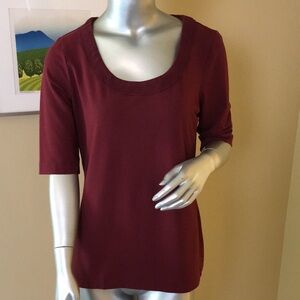 Ann Taylor Burgundy Short Sleeve Top